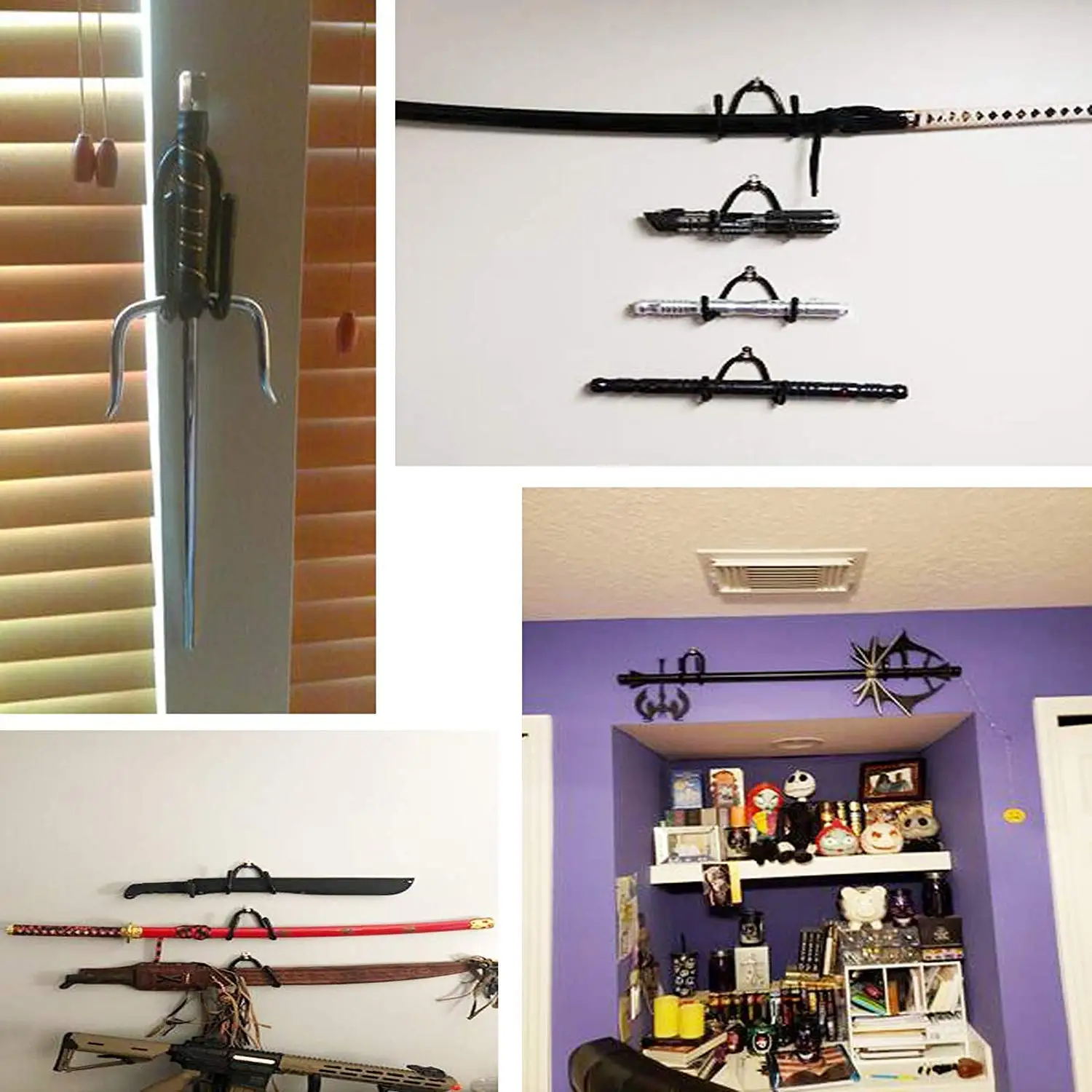 etc-4/PK- No Sword-Vertical Display YYST Mini Adjustable Sword Wall Hook Display Hanger Wall Mount for Sword Axe Dagger 