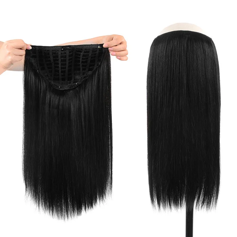 half wig human hair clip in
