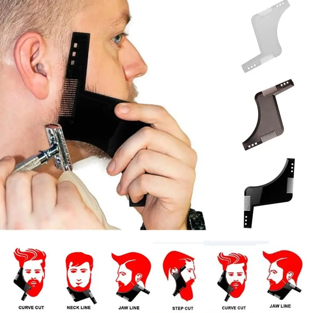 

Men Beard Shaping Styling Template Comb Transparent beard comb All-In-One Tool for Hair Beard Trim Templates