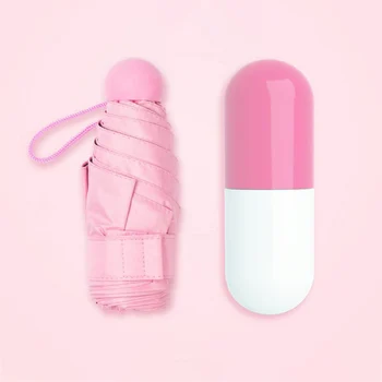 

Mini Folding Capsule Small Umbrella With Pill Package Box Pocket Parasol Rain Anti-UV Portable Travel Umbrella Sunny Rainy Day