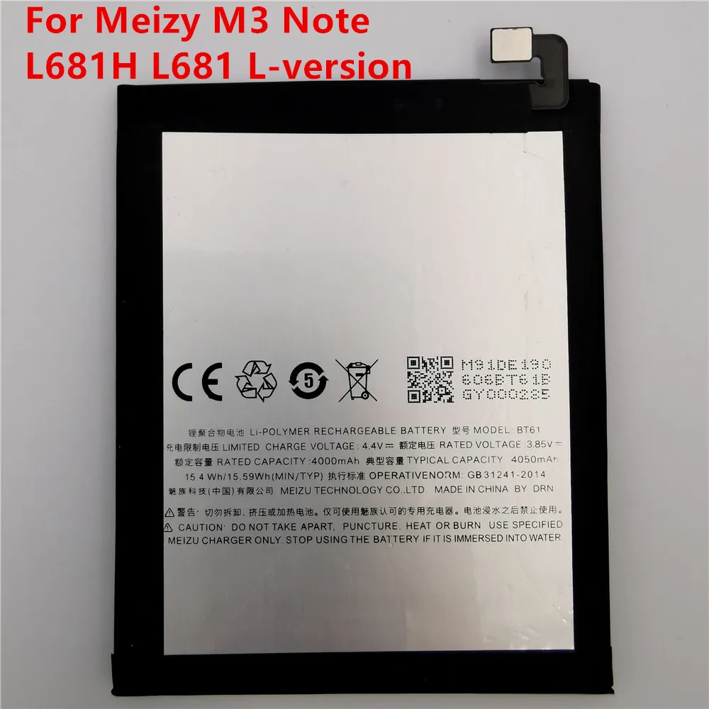 4100mAh BT61 ( L edition) Запасная батарея для Meizy M3 Note L681H L681 версия батареи|Аккумуляторы