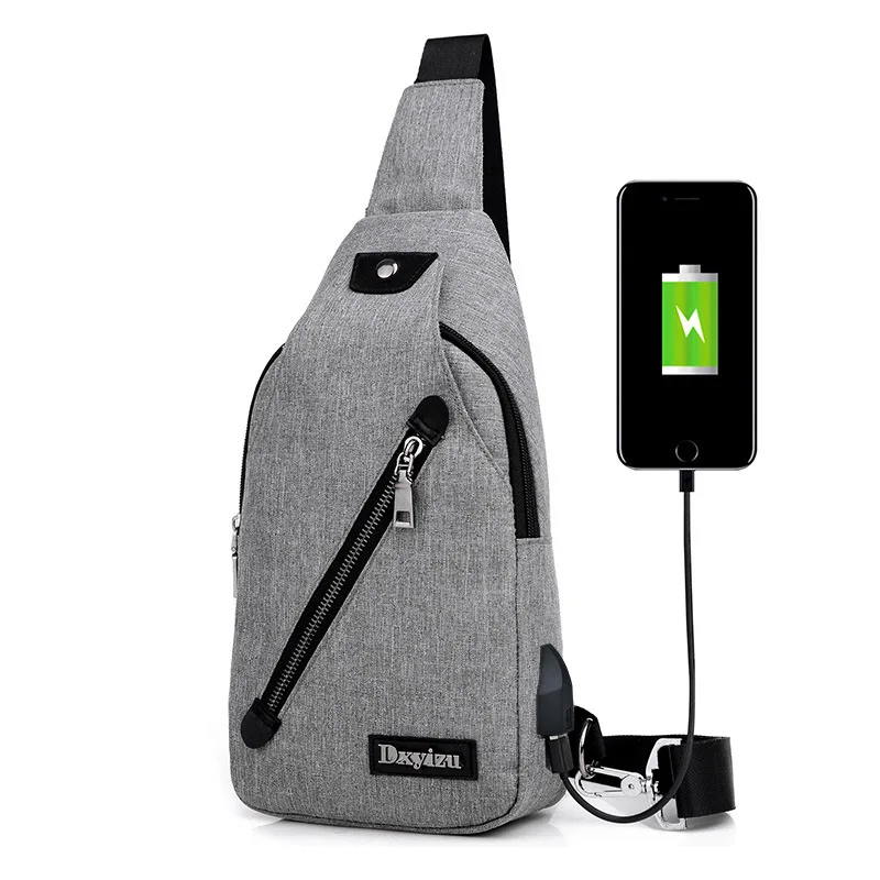 

New Style Men Cool Outdoor Chest Pack Youth Over-the-shoulder Bag Mobile Phone Charging Casual Sports Korean-style Shoulder Bag