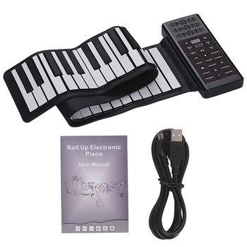 

SEWS-Electric Piano 61 Keys Roll Up Piano Silicone Piano Keyboard Built-In Speaker Rechargeable Battery BT Function