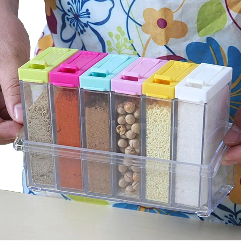 Kitchen Seasoning Bottles Boxes Jars 6Pcs/Set Plastic Spice Storage Organizer Box Salt Pepper BBQ Seasoning Bottles Kitchen Tool Kitchen Seasoning Bottles Boxes Jars 6Pcs/Set Plastic Spice Storage Organizer Box Salt Pepper BBQ Seasoning Bottles Kitchen Tool