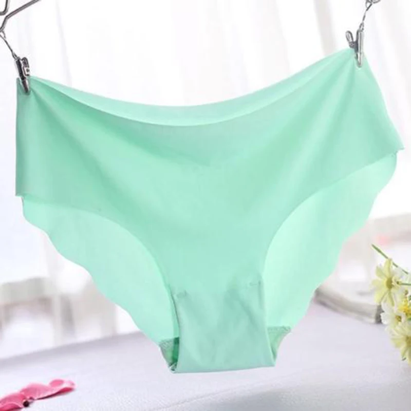 Solid Women Invisible Seamless Soft Thong Lingerie Briefs Hipster Underwear Panties - Цвет: Зеленый