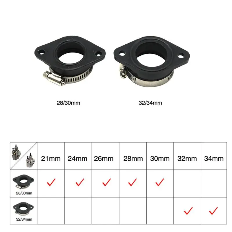 Motorcycle Carburetor Adapter Inlet Intake Pipe Rubber Mat Fit on PWK 28/30mm 32/34mm Motorcycle Carburetor