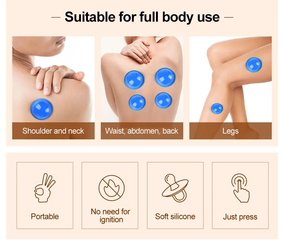 12PCS Silicone Vacuum Cans Massage Suction Cup Full Body Vacuum Massager Suction Cup Set Chinese Cupping 3