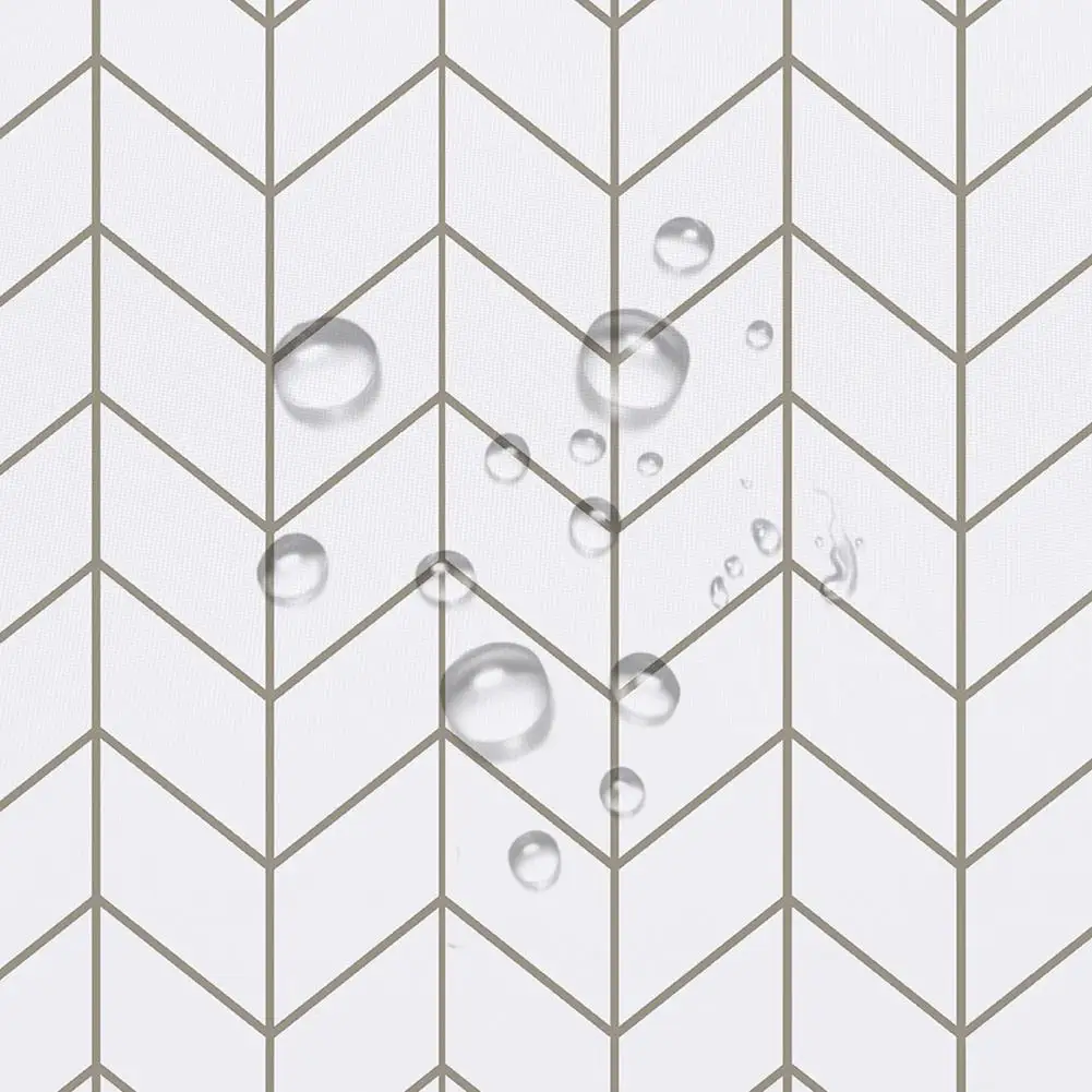 HobbyLane Shower Curtain, Triangular Line Printing Shower Curtain, Waterproof Polyester Shower Curtain for Home Bathroom