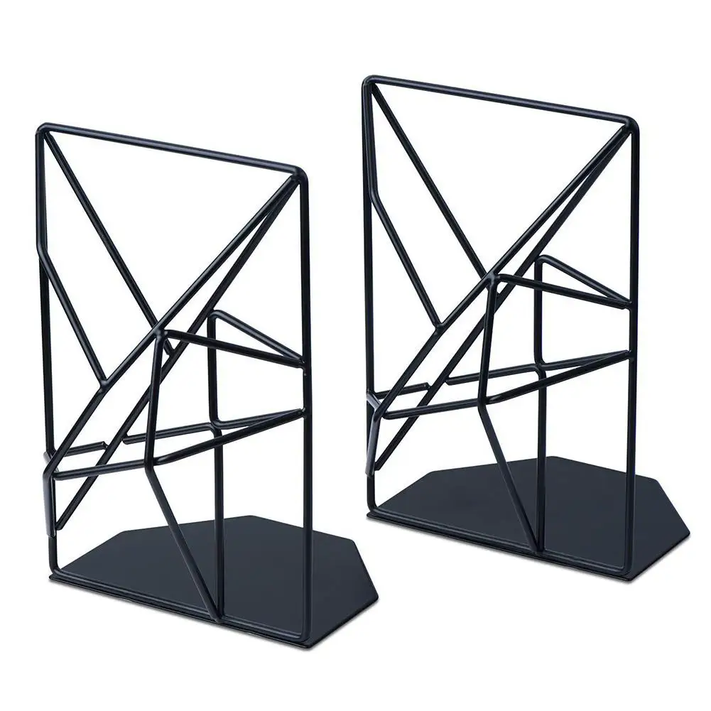 1 Pair Geometric Design Bookend Desktop Book Stands Study Home Office