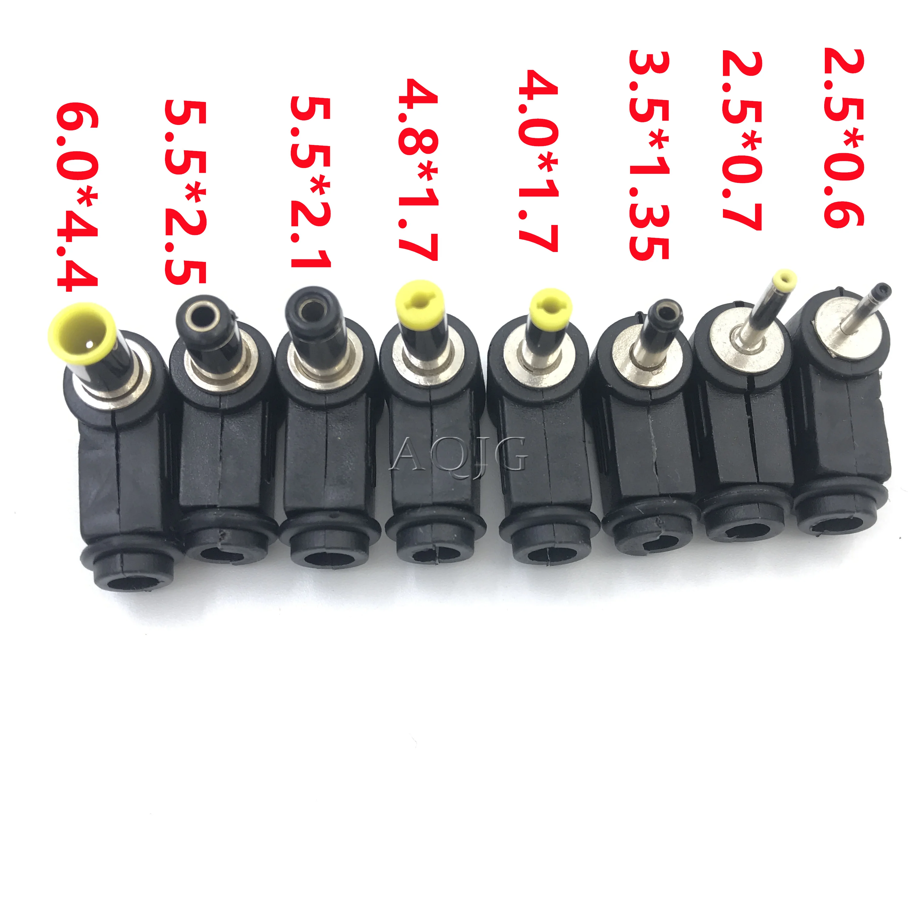 

5pcs/lot5.5*2.5 5.5*2.1 4.8*1.7 4.0*1.7 3.5*1.35 2.5*0.7 mm Male DC Power Plug Connector Angle 90 degree L Shaped plastic Plugs