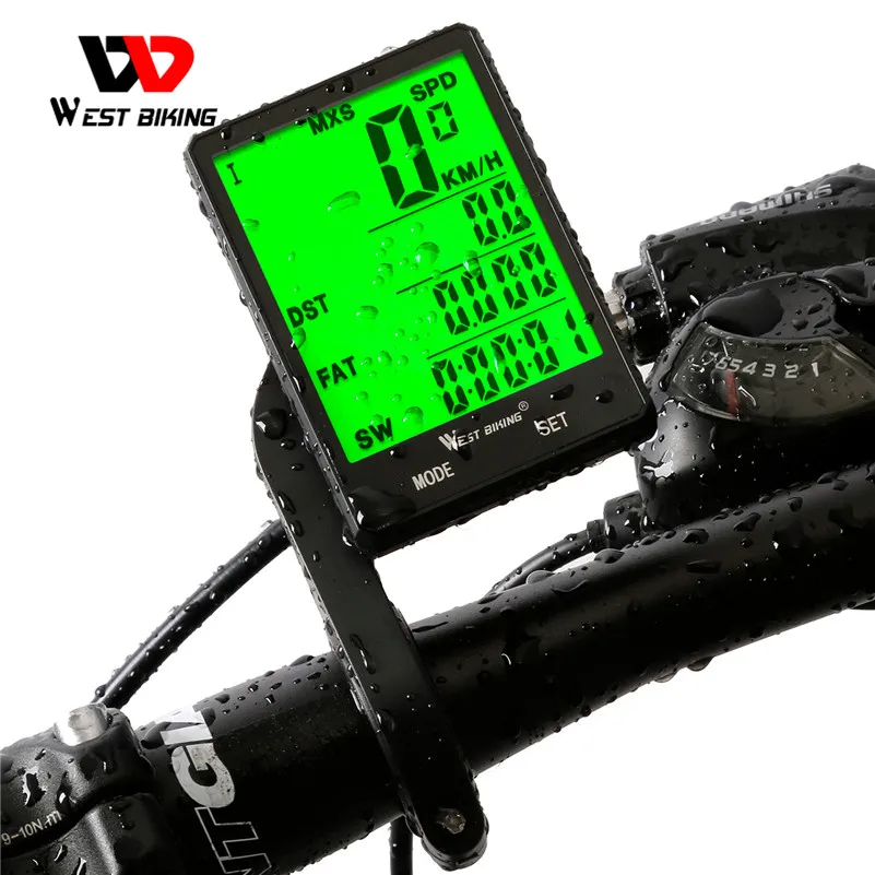 WEST BIKING 2 8 &quotБольшой Экран велосипедный компьютер Беспроводной проводной для
