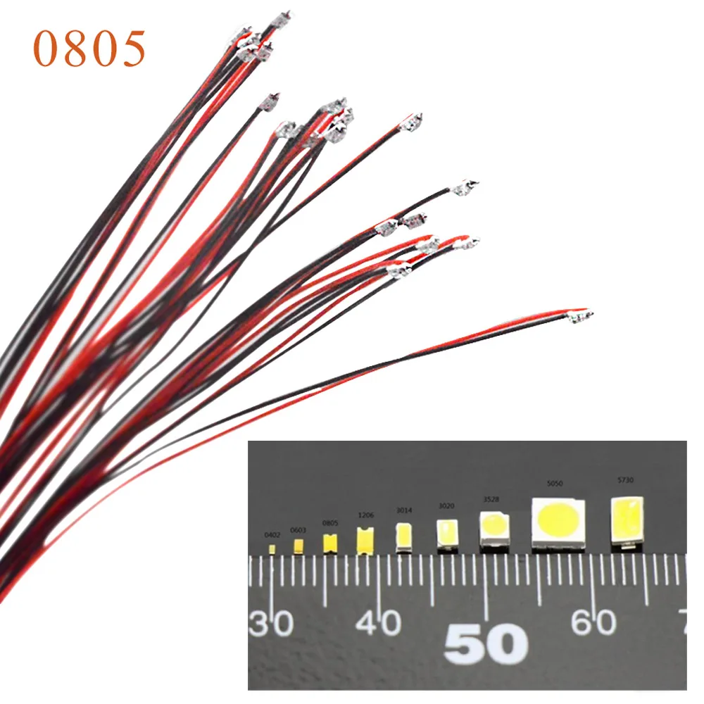 0805 SMD модель train HO N OO шкала предварительно припаянная micro litz проводной светодиодный провод 20 см провода