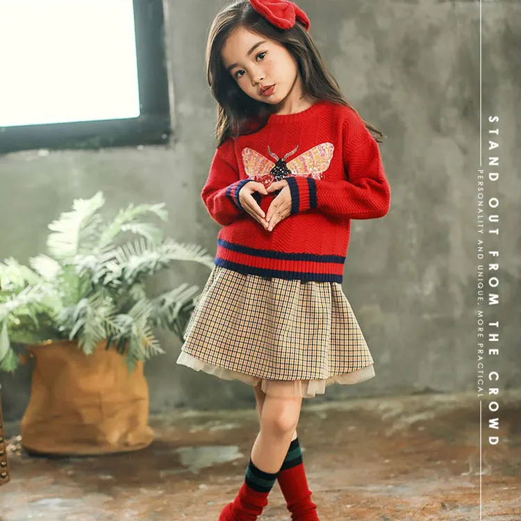 

High-quality Girls Sweater Winter Children Sweater for Girls New Year Kids Pullover Embroidery Thicken Sweaters Clothes