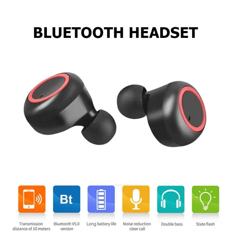 Наушники-вкладыши спортивные TWS Bluetooth гарнитура Bluetooth 5,0 Беспроводная бинауральная мини-Невидимая гарнитура
