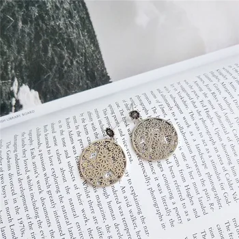 

RUIYI Real 925 Sterling Silver Women Personalized Flower Coin Charm Stud Earrings Girls Luxury Elegant Wedding Jewelry Earrings