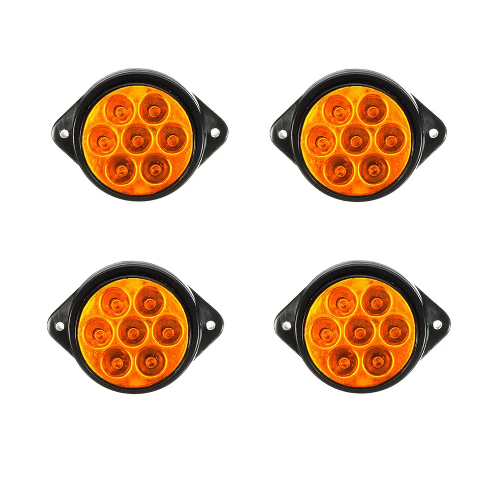 Yellow-4pcs Автомобильные аксессуары 24 В светодиодный фонарь 7 светодиодный s круглый боковой маркер световые сигнальные лампы идентификационные огни для грузовика - Испускаемый цвет: Yellow-4pcs