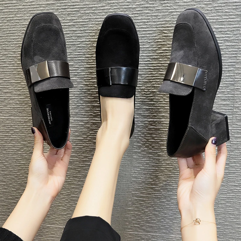 

Women's Heeled Shoes Spring 2020 models PU solid color comfortable square root non-slip simple wild office women's shoes U29-17