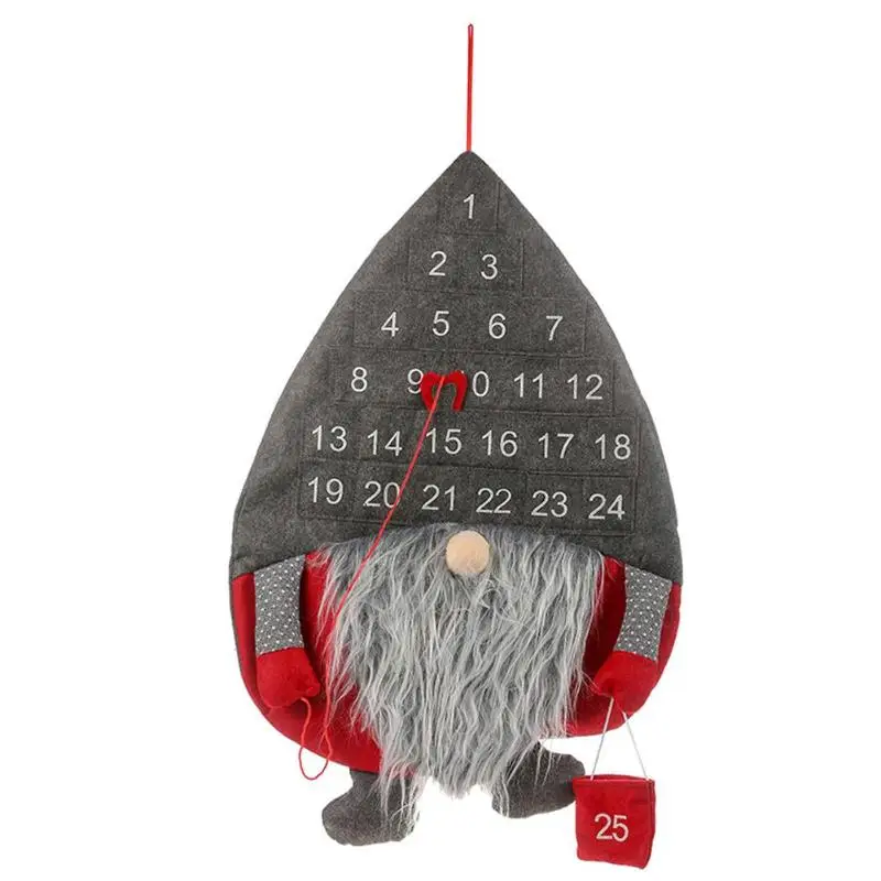 Серый Cartoon Christmas Calendar Pendant Non-woven Lovely Forest Man Rudolf Advent Home Party Decoration Hanging Ornament Craft - Цвет: Серый