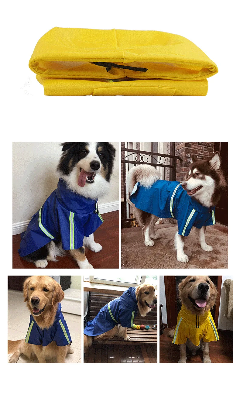Плащ для собак из водонепроницаемой искусственной кожи одежда для больших собак открытый жилет пальто дождевик светоотражающий большой плащ для домашних животных D1709