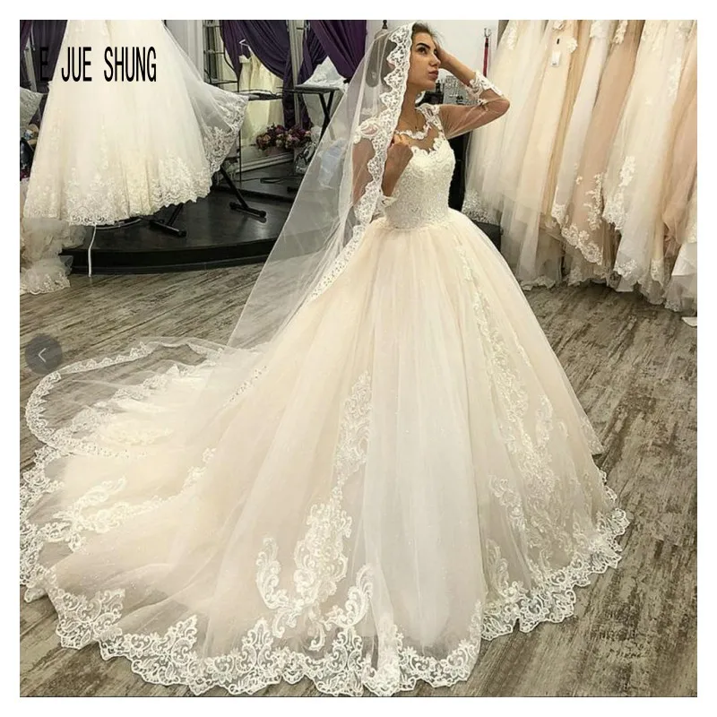 long sleeve jeweled wedding dress