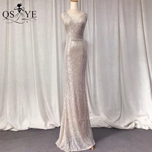 

Sparkle Silver Evening Dresses Mermaid Sequin Evening Gown Glitter Bead High Neck Fit Formal Party Gown Sleeveless Women Vestido