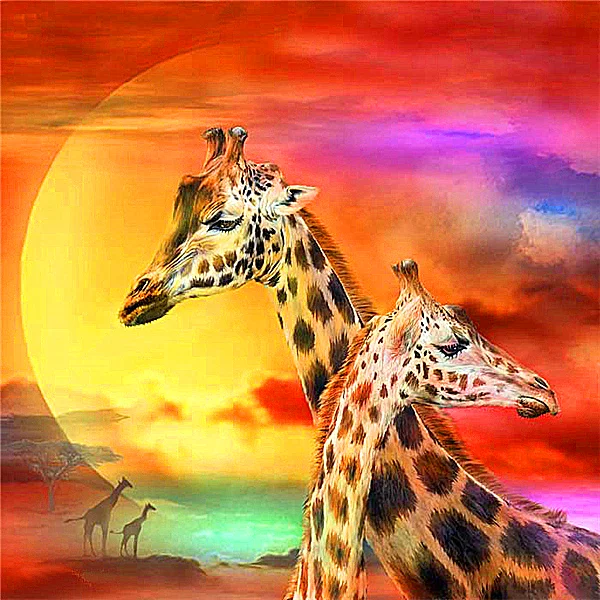 

5D Square Diamond Painting Animal Giraffe Cross Stitch DIY Diamond Embroidery Full Mosaic Animal Rhinestones Home Decor Gift