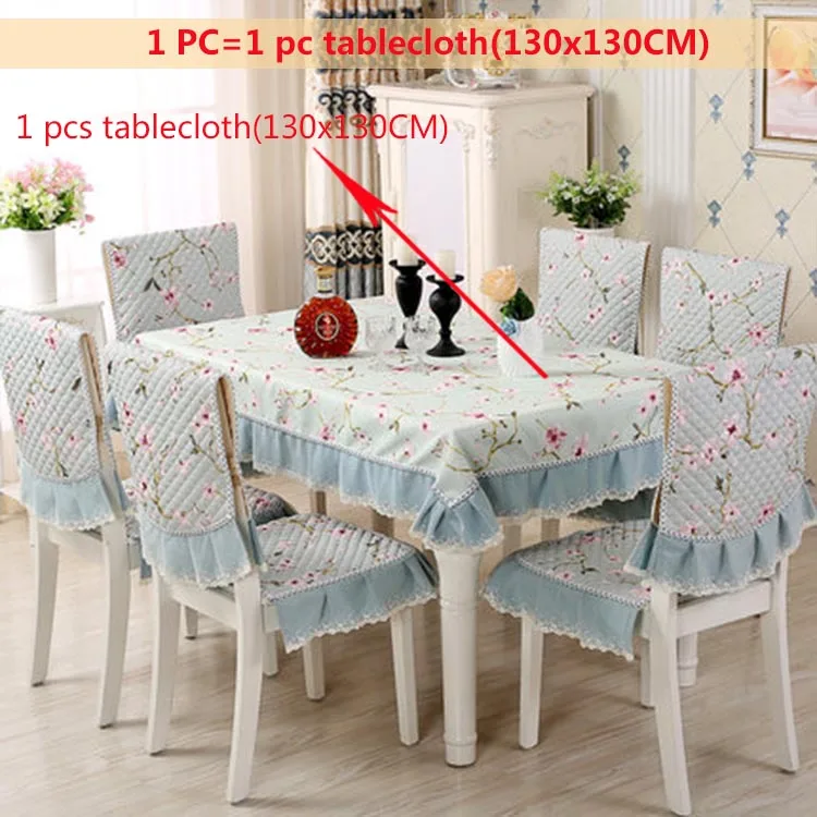 Pink 130x130cm-1pc 9/12/13 шт./компл. вышивка Скатерти на элегантном толстом скатерть Пылезащитная крышка стола для Украшения для обеденной ткань Подушка на стул - Цвет: Pink 130x130cm-1pc