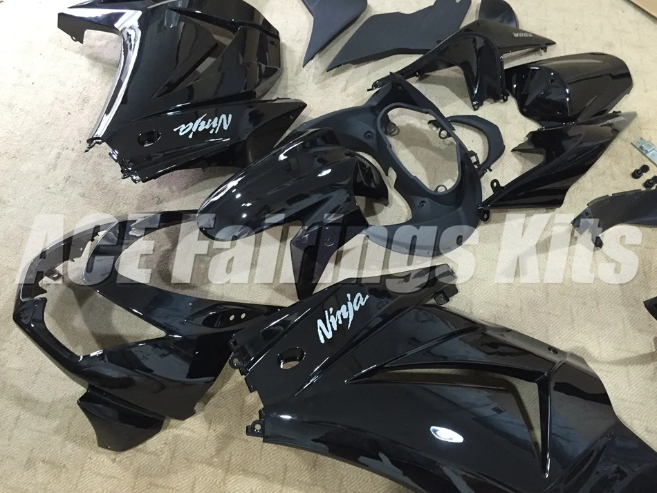 Комплект обтекателей ABS подходит для Kawasaki Ninja 250 EX250 ZXR250 2008- 08 09 10 11 12 13 14(литье под давлением) все черные