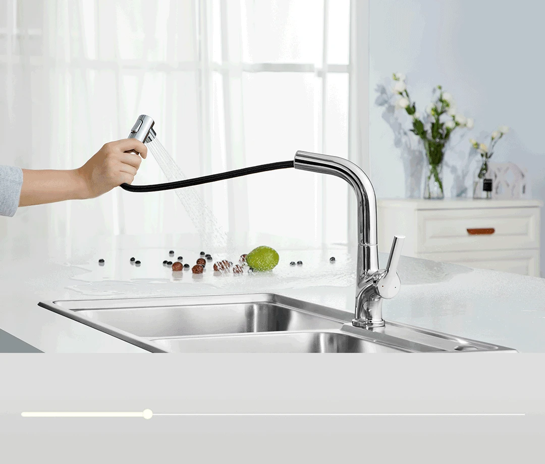 Diiib Kitchen Sink Faucet With Pull Out Rinser Sprayer 2 Water Mode Hot and Cold Mixer Tap from
