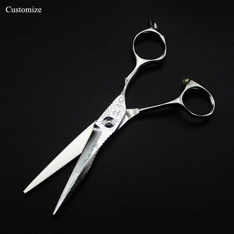 Ножницы для стрижки волос из дамасской стали с индивидуальным логотипом 6 дюймов