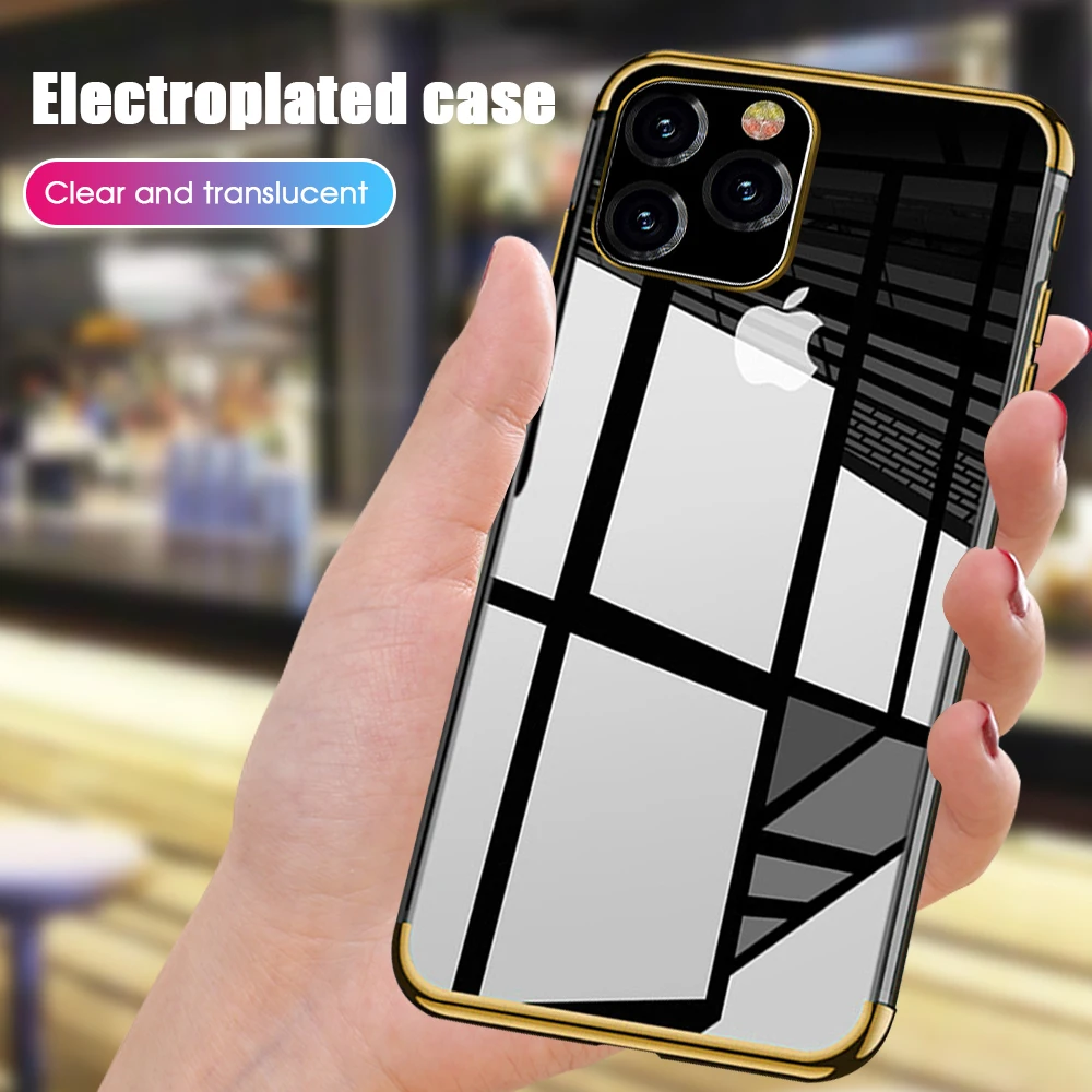Luxury Case For iPhone 11 2019 Crystal Rubber Plating Frame TPU for Pro Max XS 7 8 6 6s Plus XR X Silicone Cover | Мобильные