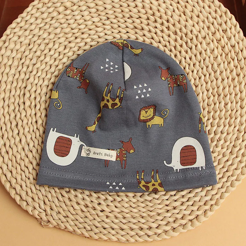 Spring Autumn Thin Baby Hat Beanie Children Girls Cartoon Animals Print Cotton Hats Newborn Kids Caps Baby Boy Beanies Bonnet 3