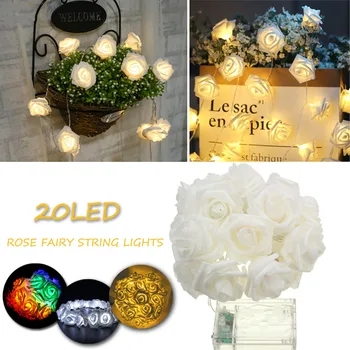 

Battery Powered 2.3M 20LEDs Indoor Bedroom Decor Wedding Rose Flower Fairy String Light Holiday Lighting
