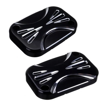 

Motorcycle Black Aluminum CNC Cap Front Left & Right Brake Master Cylinder Cover for Touring Street Glide 08-16