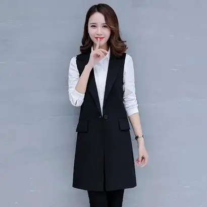 Женский Осенний жилет без рукавов Длинный безрукавка женская верхняя одежда