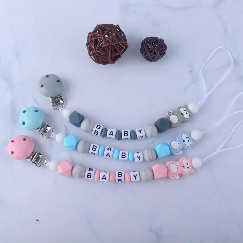 2020 New Baby Silicone Pacifier Chain Personalised Name Colorful Pacifier Chain Baby Teething Soother Chew Toys Accesories