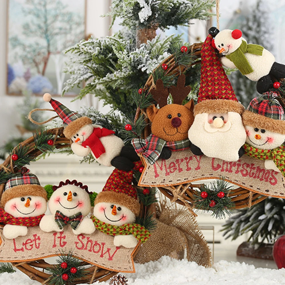 New Year Tree Ornaments Christmas Decorations For Home Explosion Rattan Circle Pendant Rattan Wreath Pendant Gift