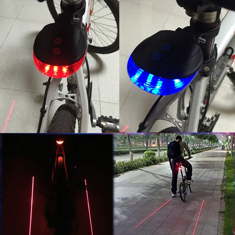 Велосипедный фонарь безопасности Предупреждение свет Водонепроницаемый 5 светодиодный 2 лазеры 3 Режимы для велосипеда задняя фара для велосипеда фонарь заднего хода лампы Красный параллельная линия