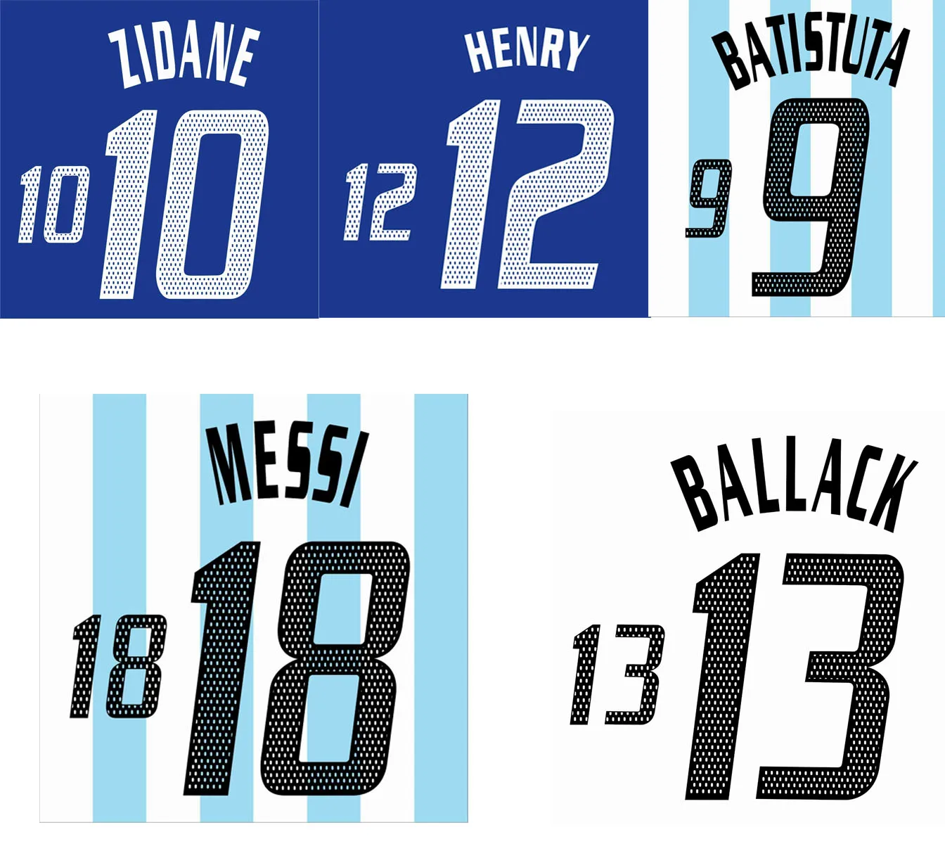 2002-2004 AD Nameset Генри Зидан Батистута фигура Рикельме Klose печать на заказ имя