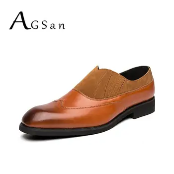 

AGSan Men Slip on Dress Shoes Classic Loafers Big Size 38-48 Gentlemen Casual Shoes Brogue Shoes Classic Mens Dress Loafers