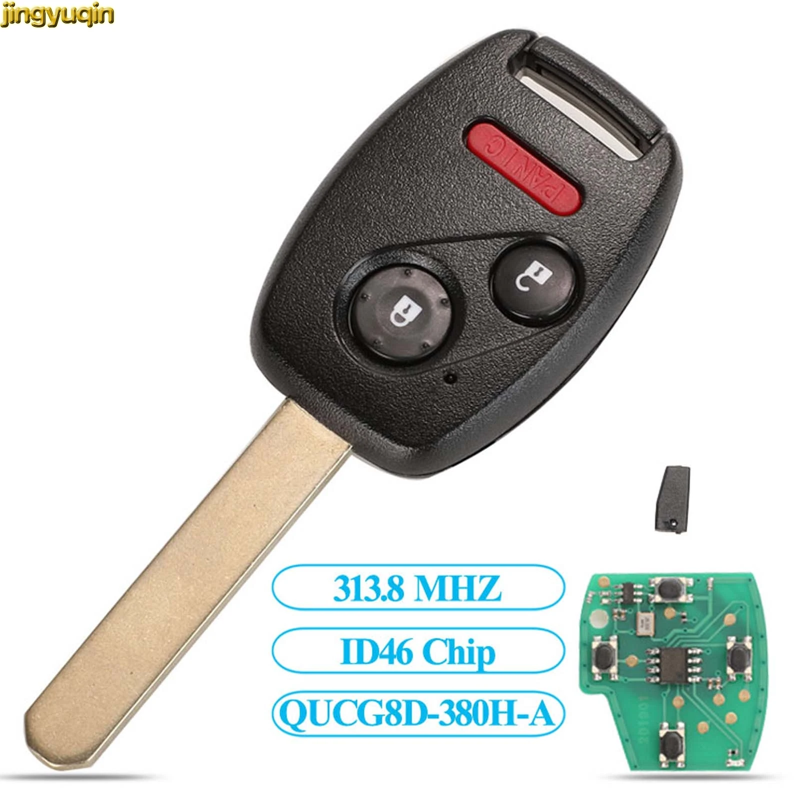 Jingyuqin Автомобильный ключ дистанционный с чипом брелок для Honda/Accord FIT/Civic Odyssey 2003-2007