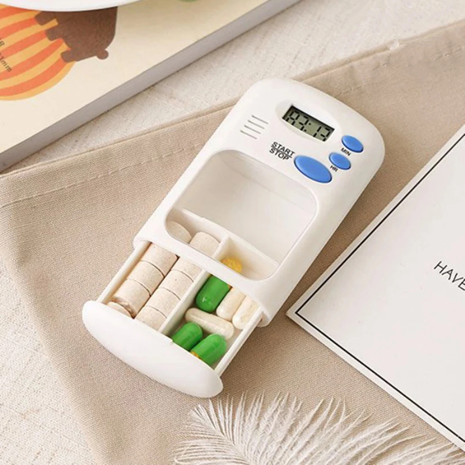 

New Timer Box Mini Portable Pill Reminder Drug Box Storage Plastic Pill Box Weekly Pillbox Medication Organizer Alarm Cases