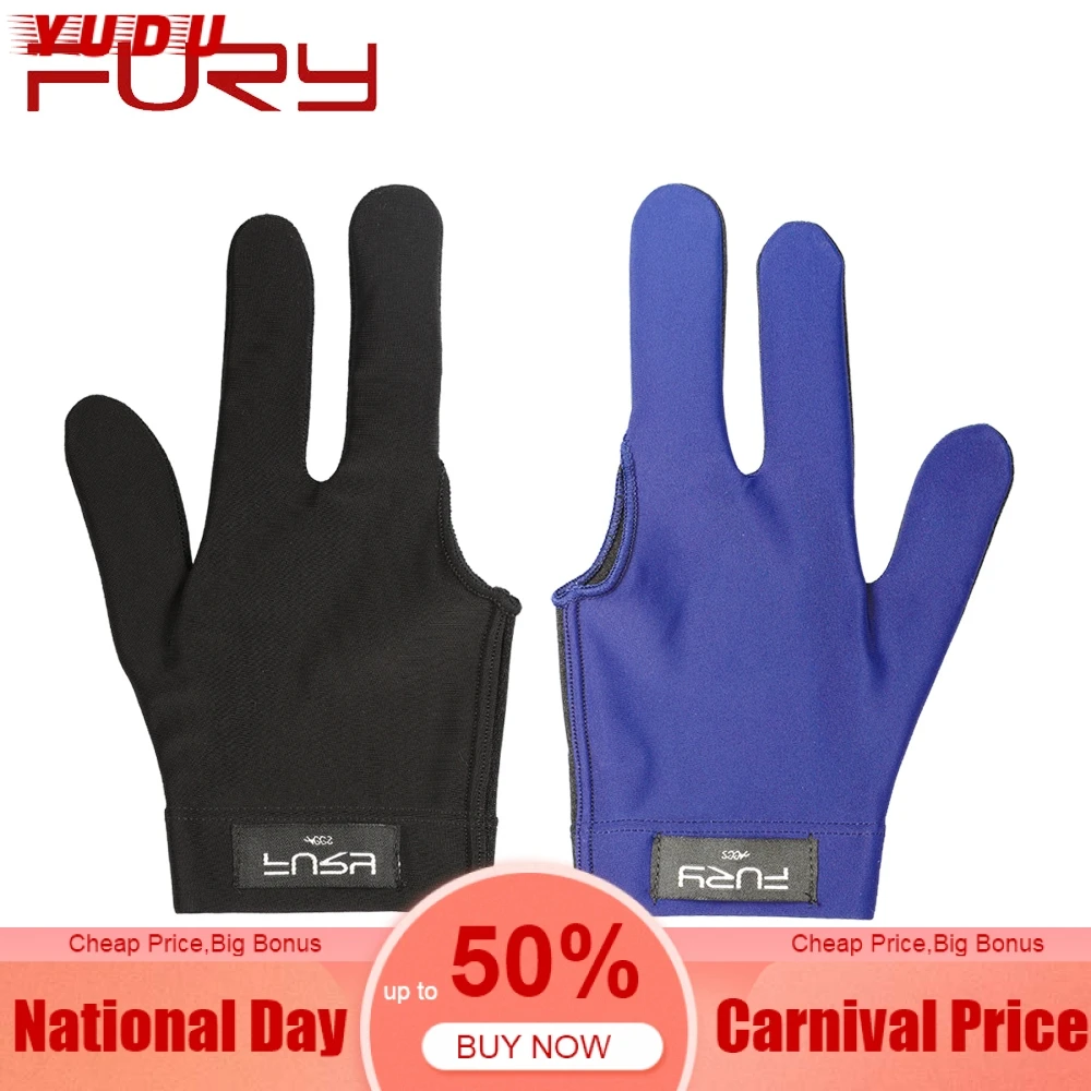

FURY Billiard Gloves A Pair Non-slip Breathable Three-fingers 2 Models Professional Excellent Gloves Pool Billar Accessories