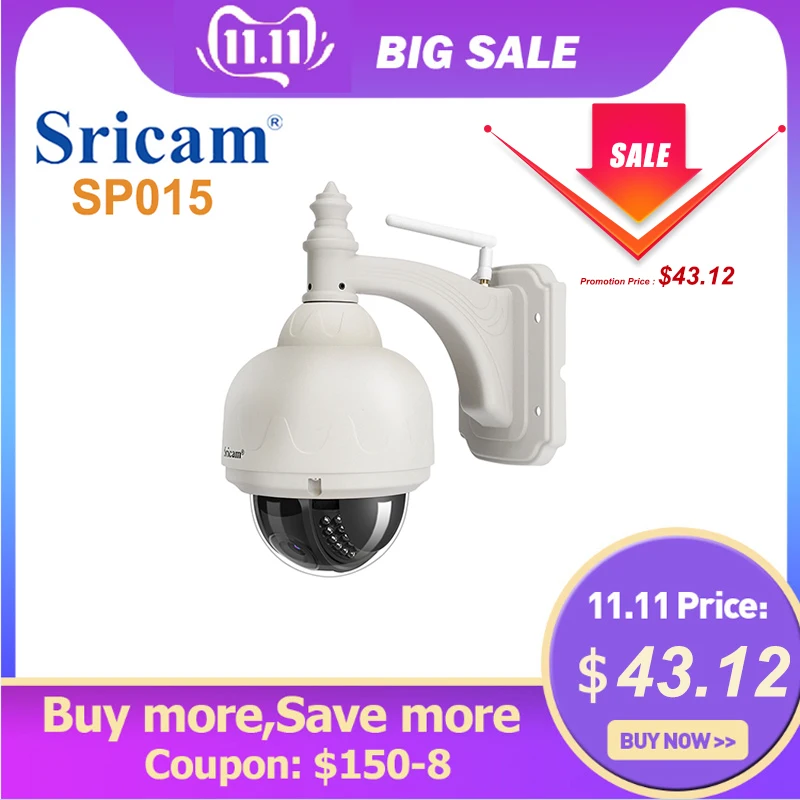 

SRICAM SP015 Waterproof HD IP Camera Indoor Outdoor Security Camera Wireless Wifi Surveillance Camera Wi-fi CCTV Infrared Camera