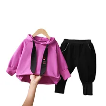 Nuevo otoño bebé Niñas Ropa de los niños de los muchachos de algodón sudaderas con capucha pantalones 2 unids/set primavera niño traje Casual infantil para niños ropa deportiva