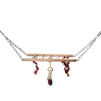 

7Pcs/Set Bird Parrot Toys Wooden Hanging Swing Hammock Climbing Ladders Perches