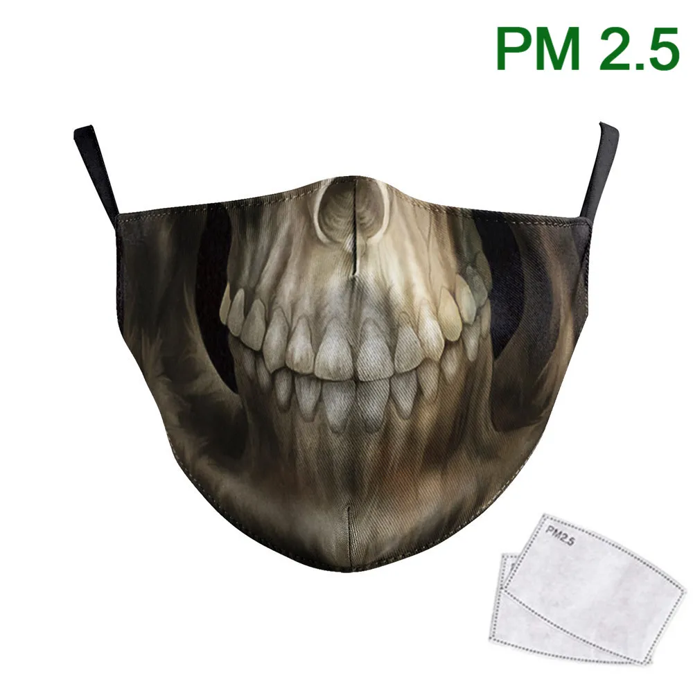 

Big Mouth Series Skull Head Print Face Mask Washable Fabric Mask Reusable Adult Mouth-Muffle PM2.5 Protective Dust Mask