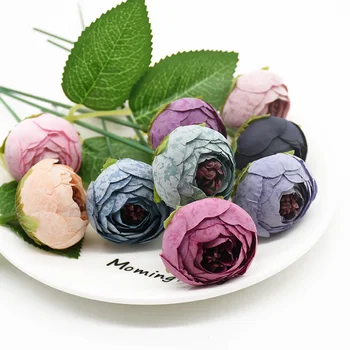 

10 Pieces Silk tea buds roses Artificial flowers Home decoration accessories Wedding Diy Flower arrangement Christmas Candy box