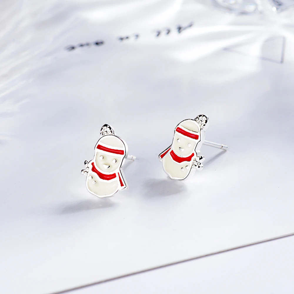 Dainty 925 Sterling Silver Christmas Stud Earrings For Women Tree Snowflake Bell Snowman Deer Earrings Jewelry Xmas Gifts - Окраска металла: S-E704