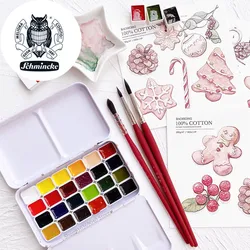 Schmincke – aquarelle Portable, niveau collège, 24 couleurs, 1ML, sous paquet de peinture, boîte en métal, fournitures d'art pour peintre 